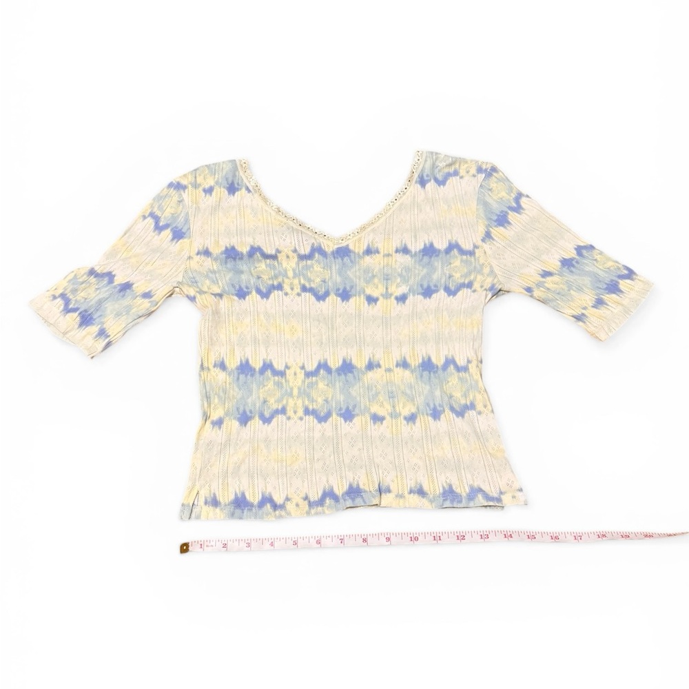 Freshman 1996 Lace Trim Tie Dye Top Blue Yellow Size L Y2K